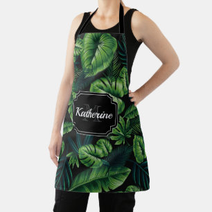 Black Tropical Pattern Apron