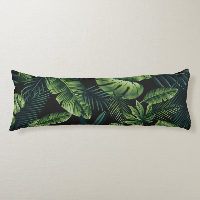 Black Tropical Pattern Body Cushion (Front)