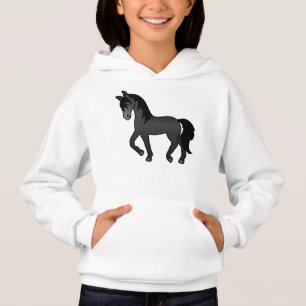 Black Trotting Horse Cute Cartoon Illustration