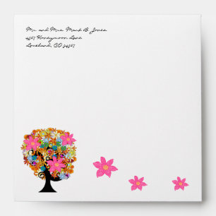 Black Trunk Flower Love Tree Wedding Envelopes