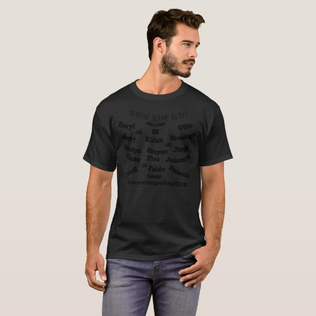 Black Tshirt with names on front Sizes Sm-X5 (Front Full)