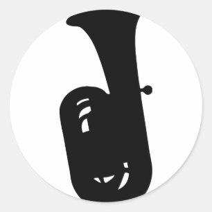 black tuba icon classic round sticker