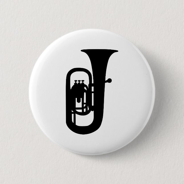 Black Tuba instrument 6 Cm Round Badge (Front)