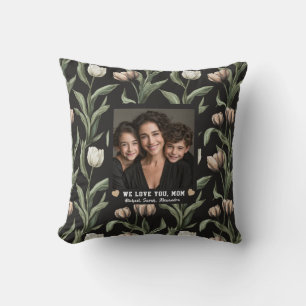 Black Tulip Floral Mother Mama Sofa Cushion