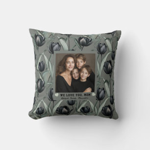 Black Tulip Flower Mother Mummy Birthday Hawaiian Cushion
