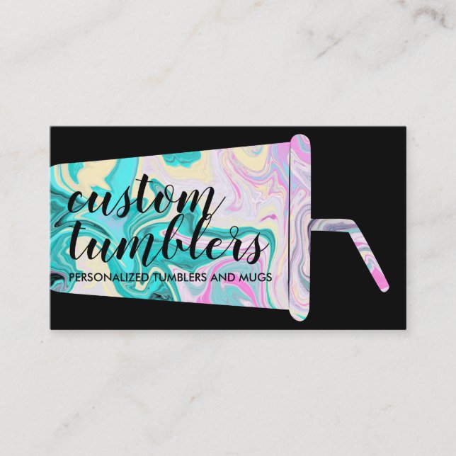 Black Tumbler travel mug shop crafter Business Card (Front)