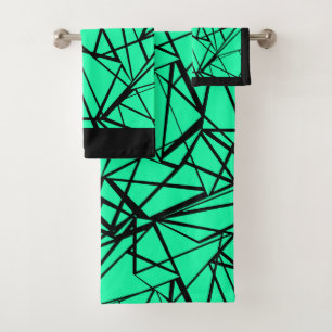 Black turquoise abstract bath towel set