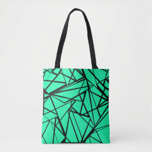 Black turquoise abstract tote bag