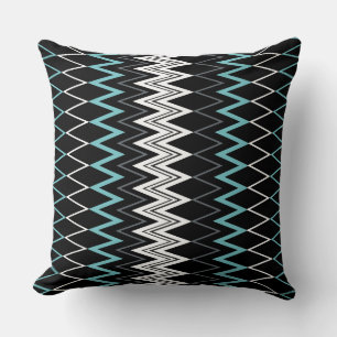 Black Turquoise Blue and White Cushion