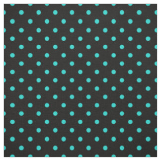 Black Turquoise Blue Polka Dot Spot Pattern Fabric
