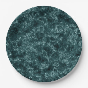 Black turquoise marble paper plate