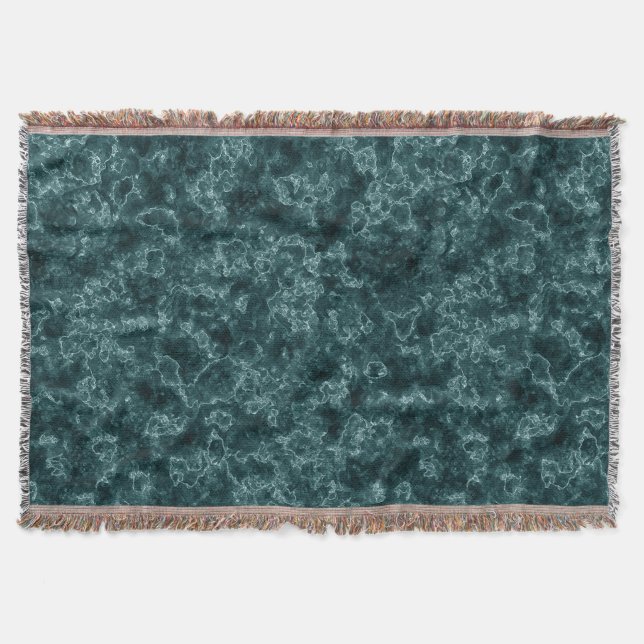 Black turquoise marble throw blanket (Front)