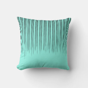 Black/Turquoise Stylish Stripe Pattern Cushion