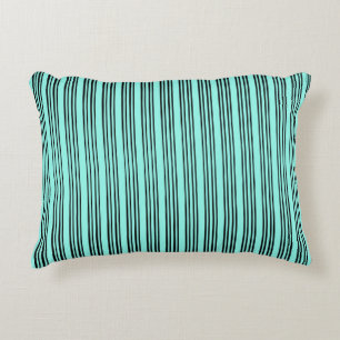 Black/Turquoise Stylish Stripe Pattern Decorative Cushion
