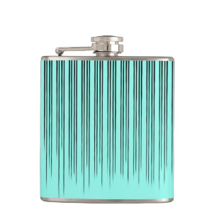 Black/Turquoise Stylish Stripe Pattern Hip Flask