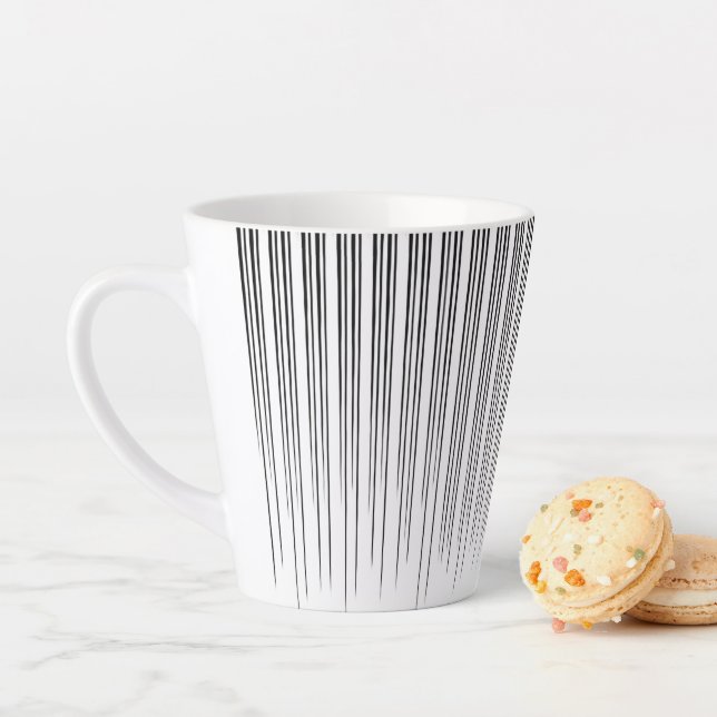 Black/Turquoise Stylish Stripe Pattern Latte Mug (In Situ)