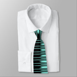 Black/Turquoise Stylish Stripe Pattern Tie