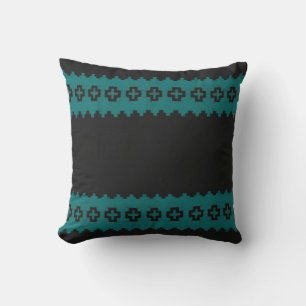 Black/Turquoise Vintage Print Cushion