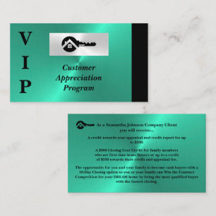 Black & Turquoise VIP Customer Appreciation  Business Card