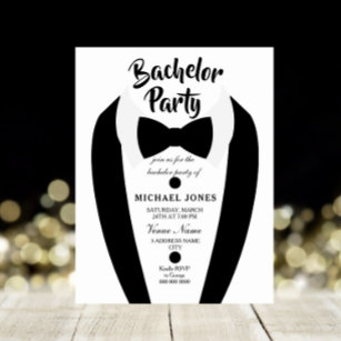 Black Tuxedo Bow Tie Bachelor Party Invite