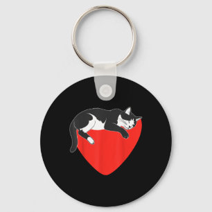 Black Tuxedo Cat Lover Owner Valentines Day Love H Key Ring