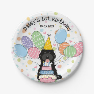 Black Tuxedo Cockapoo Cavapoo Dog Birthday Paper Plate