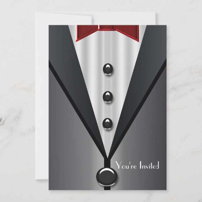 Black Tuxedo Formal Event Black Invitations (Front)