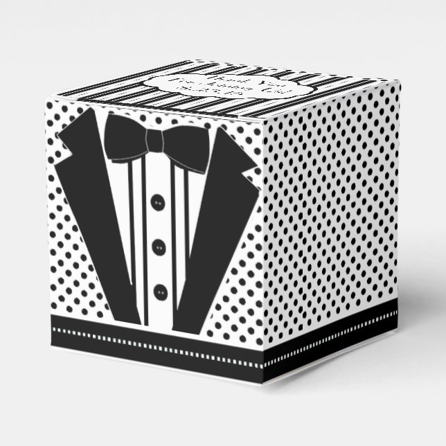 Black Tuxedo- Little Square Favour Box (Front Side)
