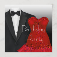 Black Tuxedo Red Dress Birthday Party