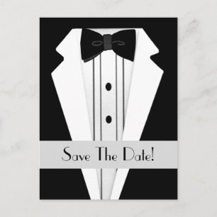 Black Tuxedo Save The Date Announcement Postcard