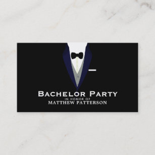 Black Tuxedo, Sleek & Modern Bachelor Party Invite