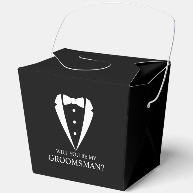 Black Tuxedo Suit Groomsman Proposal Favour Box (Front)