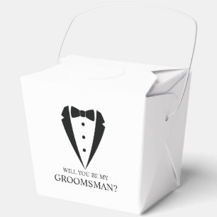 Black Tuxedo Suit Groomsman Proposal Favour Box