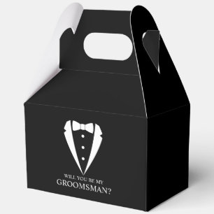 Black Tuxedo Suit Groomsman Proposal Favour Box
