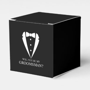 Black Tuxedo Suit Groomsman Proposal Favour Box