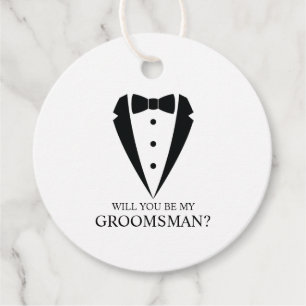 Black Tuxedo Suit Personalised Groomsman Proposal Favour Tags