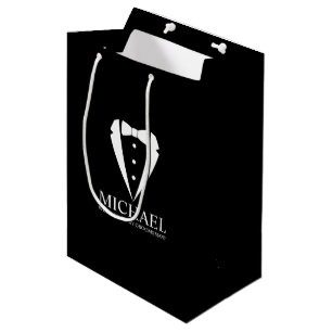 Black Tuxedo Suit Personalised Groomsman Proposal Medium Gift Bag