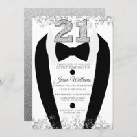 Black Tuxedo Suit Silver Mens 21st Birthday Party