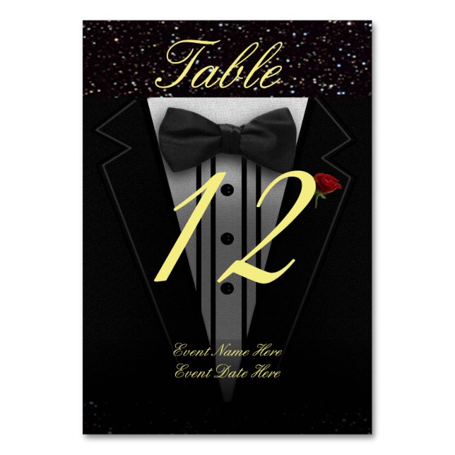 Black Tuxedo Table Number (Front)