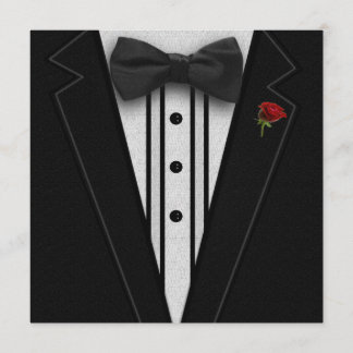 Black Tuxedo with Bow Tie Invitation