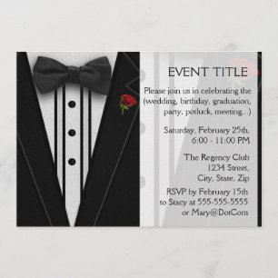 Black Tuxedo with Bow Tie Invitation