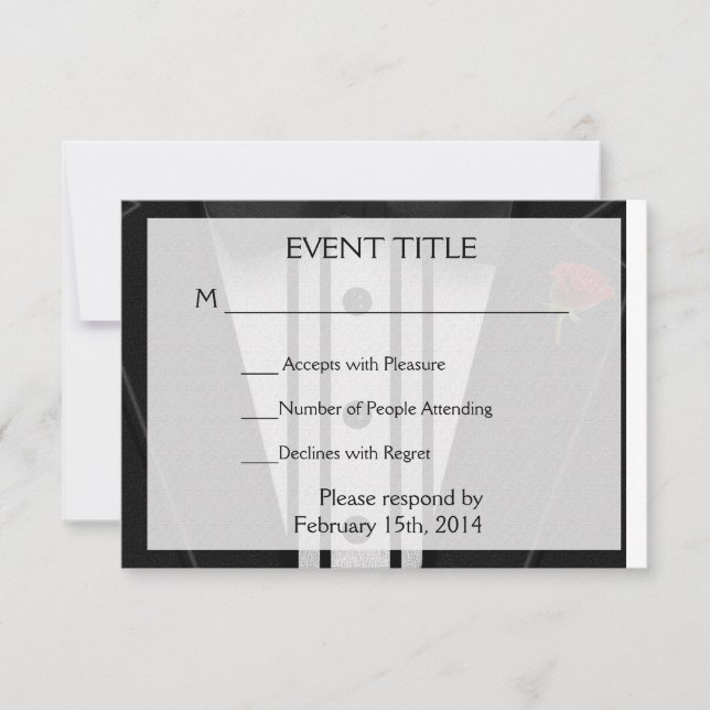 Black Tuxedo with Bow Tie RSVP Card (Front)