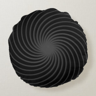 Black Twirl Round Cushion