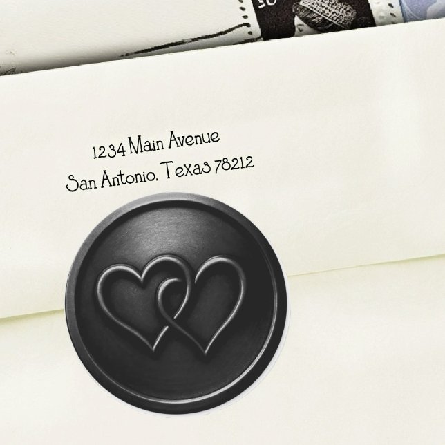 Black Two Hearts Intertwined Wedding Classic Round Sticker (Creator Uploaded)