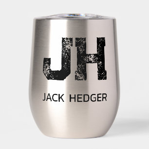 BLACK TWO LETTER MONOGRAM NAME STAINLESS STEEL