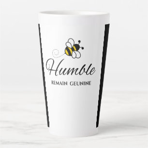 BLACK TWO-TONE REMAIN BEE HUMBLE WHITE CERAMIC LATTE MUG