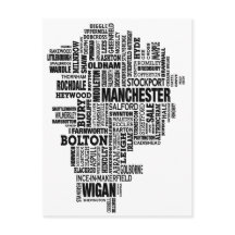 Black type map of Greater Manchester
