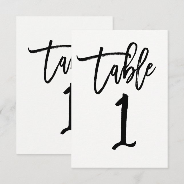 Black Type Trendy Modern Script Table Number 1 (Front/Back)