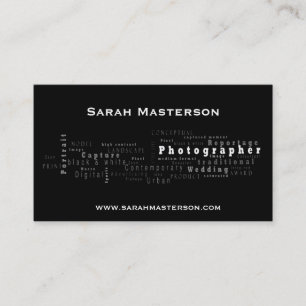 Black  Typographic Photographer business card