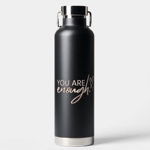 Black Typographic Self-care Quotes Water Bottle